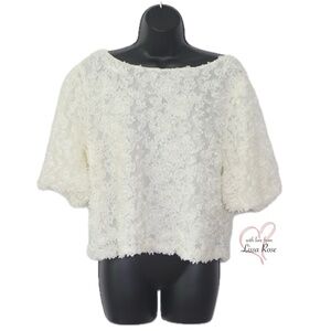 Celebratory Presley Floral Detail Puff Sleeve Blouson Top (Maeve Anthropologie)